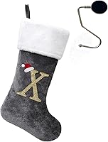 Vista 130 de Soporte para Medias de Navidad con Monograma de 20 Pulgadas Color Rojo Vino con Letras, Medias de Navidad Súper Suaves, Medias Grandes