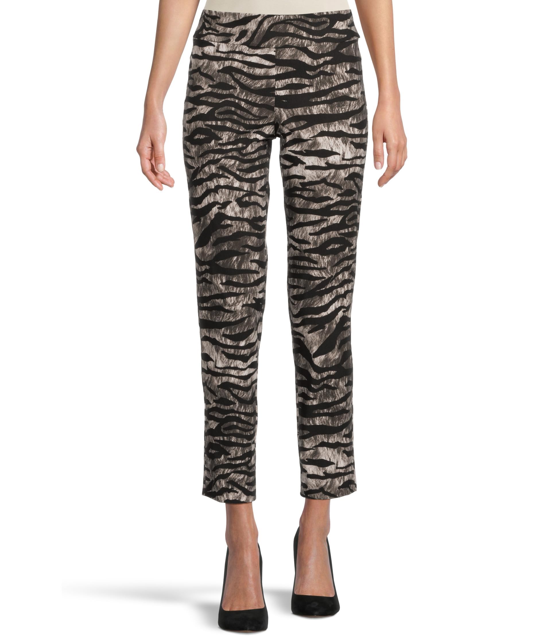 Krazy Larry Womens Pull On Ankle Black Grey White Size 16 Inseam 28