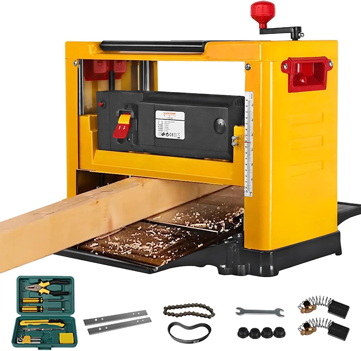 13 Inch Benchtop Planer, 2000W Power Benchtop Planer 8000R/Min, Woodworking Beach Planer, Electric Jointers Planer Thickness Planer Multifunctional Desktop Planer for Wood Cutting Tools