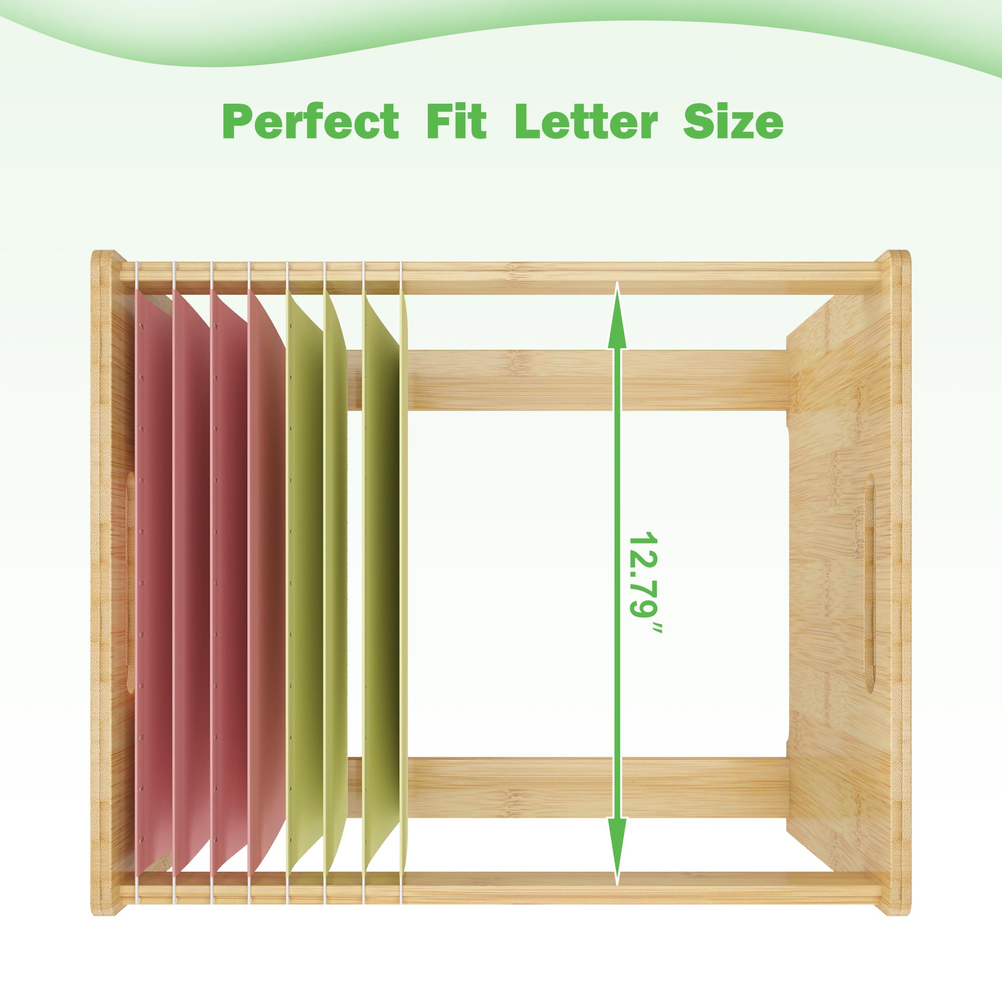 Wisue Essentials - Organizador de archivos colgante de bambú, carpeta de archivos de madera, naturaleza