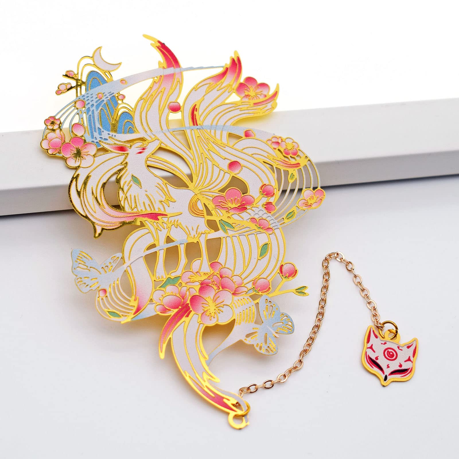 BLBMH Kitsune Cute Metal Bookmarks for Women Book Lovers Cool