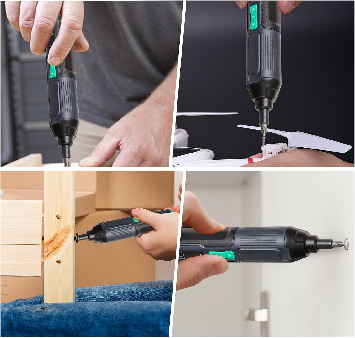 4V Cordless Electric Screwdriver Kit – USB‑C Rechargeable, Dual LED Light, 3 Torque/300RPM, 34-Pc Magnetic Bit Set and Case – Portable Mini Drill for Electronics, PC Repair, DIY Tools