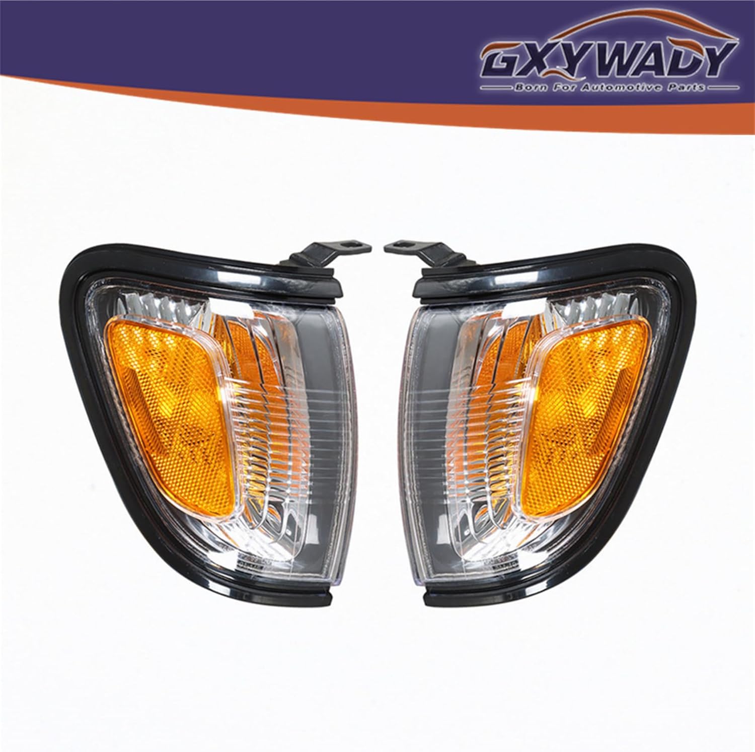 GXYWADY Park Signal Corner Marker Lights with Black Border Replacement for 2001-2004 Tacoma Pickup Truck Replacement for 8161004070 8162004070 (Left & Right)