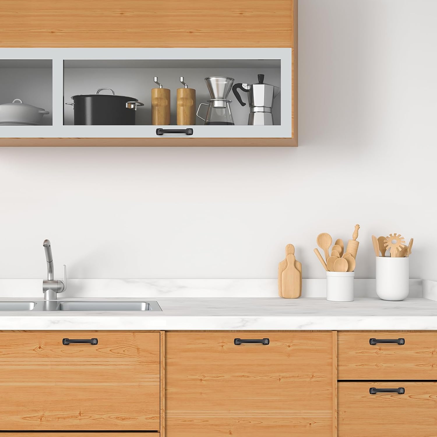 25 Pack Arch Cabinet Pulls - 3 Inch Drawer Handles Black Kitchen Hardware Curved Dresser Handles Solid Door Pulls for Cabinets