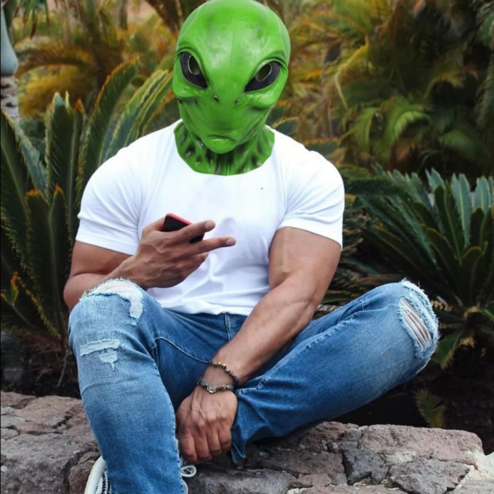Máscaras alienígenas divertidas, máscaras de zombies aterradoras, disfraces de Halloween aterradores para hombres y mujeres