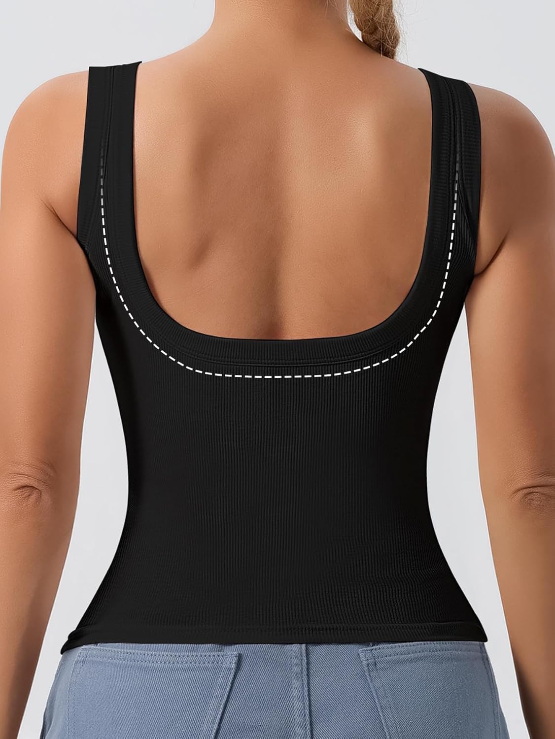 Women's U-Back Tank Top - 3-Pack,Built-in Bra, Removable Pads for Gym, Yoga & Outdoor, Long-Lasting Comfort - Image 2