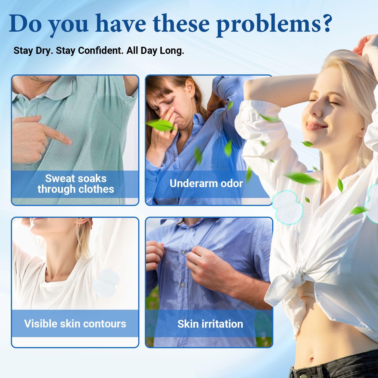 80 Piezas Almohadillas Autoadhesivas para Axilas, Almohadillas Protectoras para el Sudor, Invisibles y Cómodos, Efectiva Absorción Sudor, para Absorción y Reducir Olor, Protege Tus Prendas