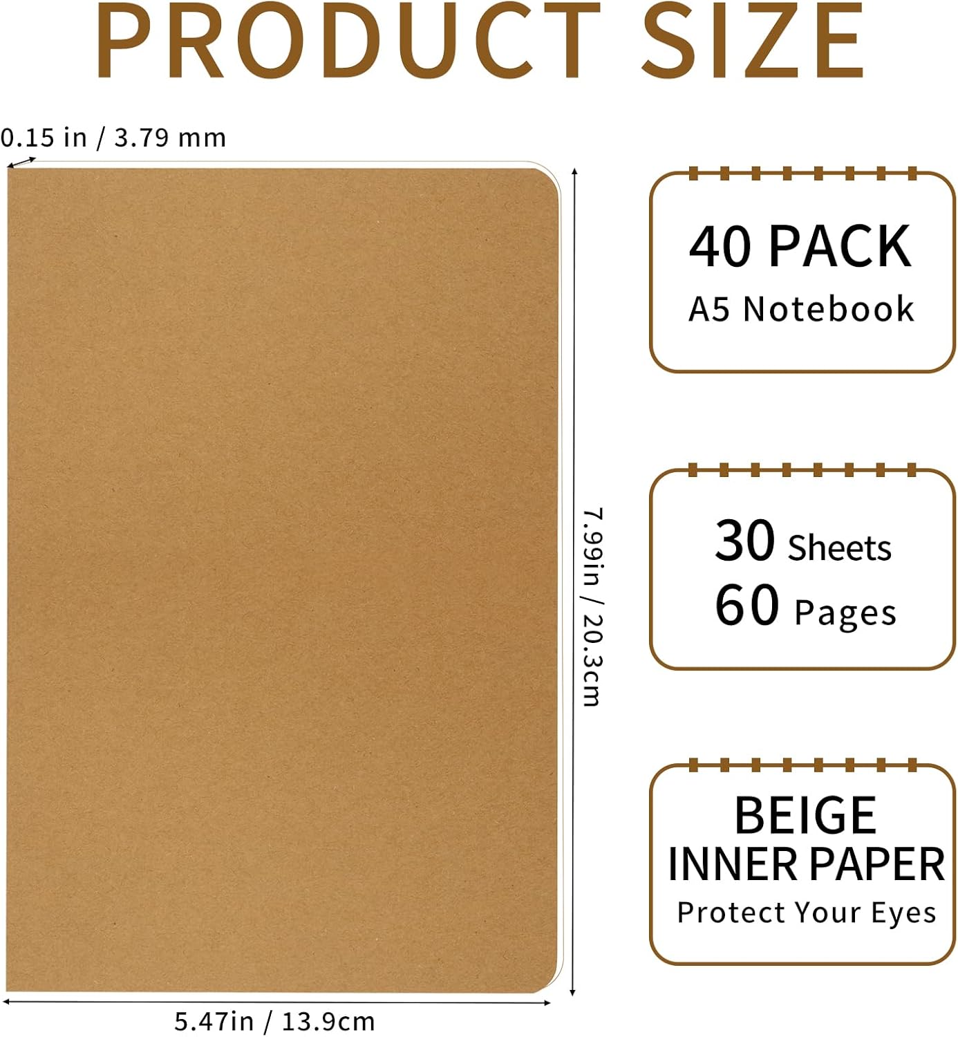 40 Pack A5 Blank Notebooks Bulk, 8 x 5.5 Inches Unlined Paper Subject Sketchbooks for Drawing Writing Work Journal Travel - 60 Pages