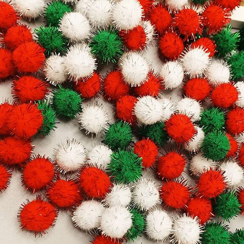 30 Stück Bunte Pompons – 5 Cm, Weich & Glitzernd, Für Weihnachts-Deko & Basteln