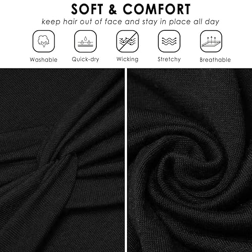 Miniatura 3 de Diademas extra anchas para mujer, 7 pulgadas, grandes, de algodón, como turbante, anudadas, bandas para la cabeza para mujeres, antideslizantes,