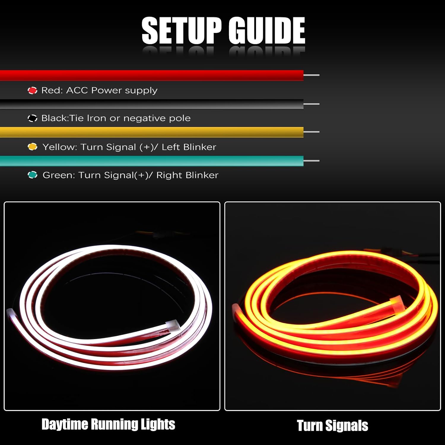 JMTBNO 71" Car LED Hood Light Strip,Dual Color Dynamic Scan Start Up Hood light Exterior,Daytime Running Lights White&Amber Switchback Sequential Turn Signal Lights