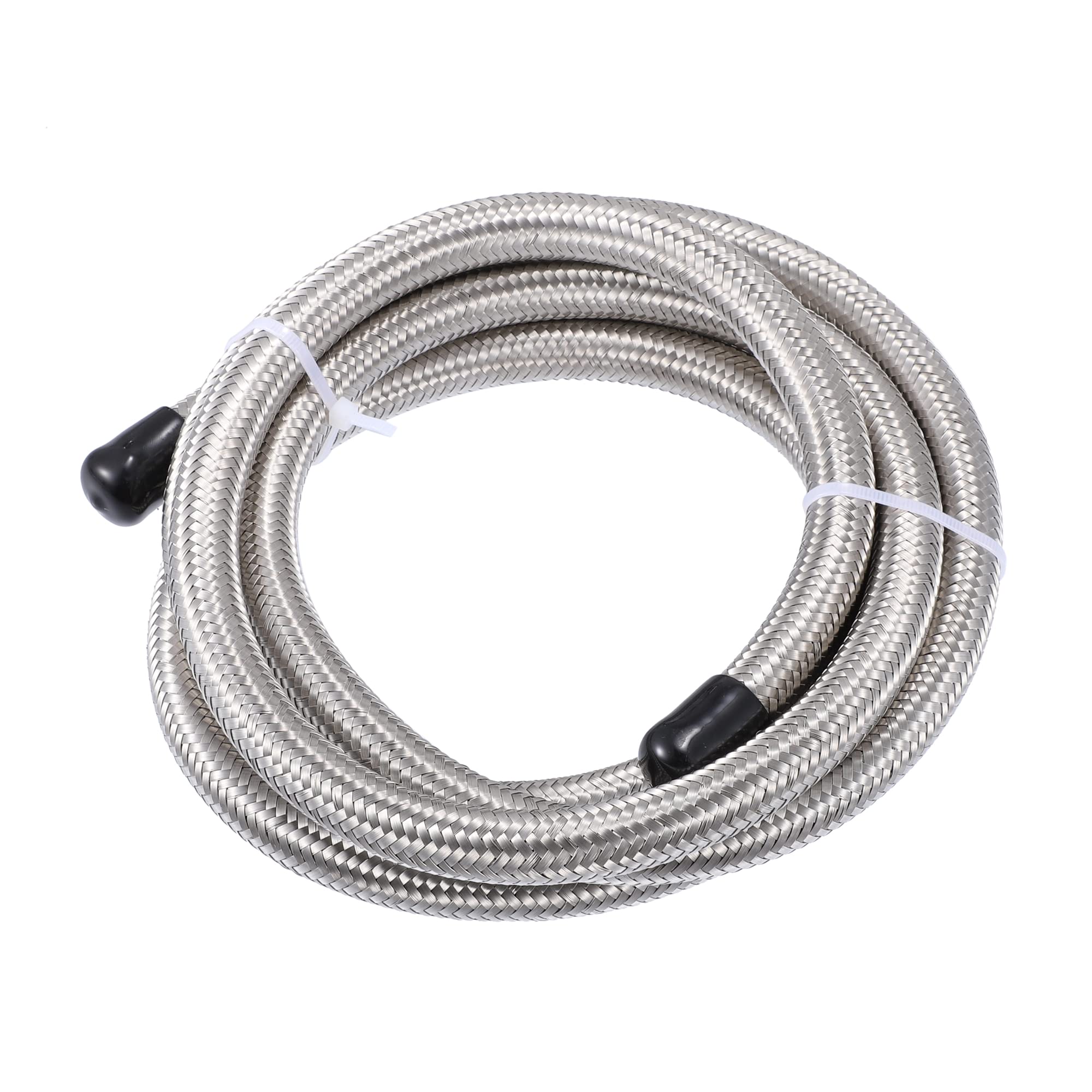 A ABSOPRO Tubo Flessibile Carburante Argento 1pc Per Auto Intrecciato AN8 | Materiale: Acciaio Inossidabile E CPE. Diametro Interno: 11mm, Esterno: 17mm. Lunghezza: 8ft (244cm). Pressione: 1000 Psi.