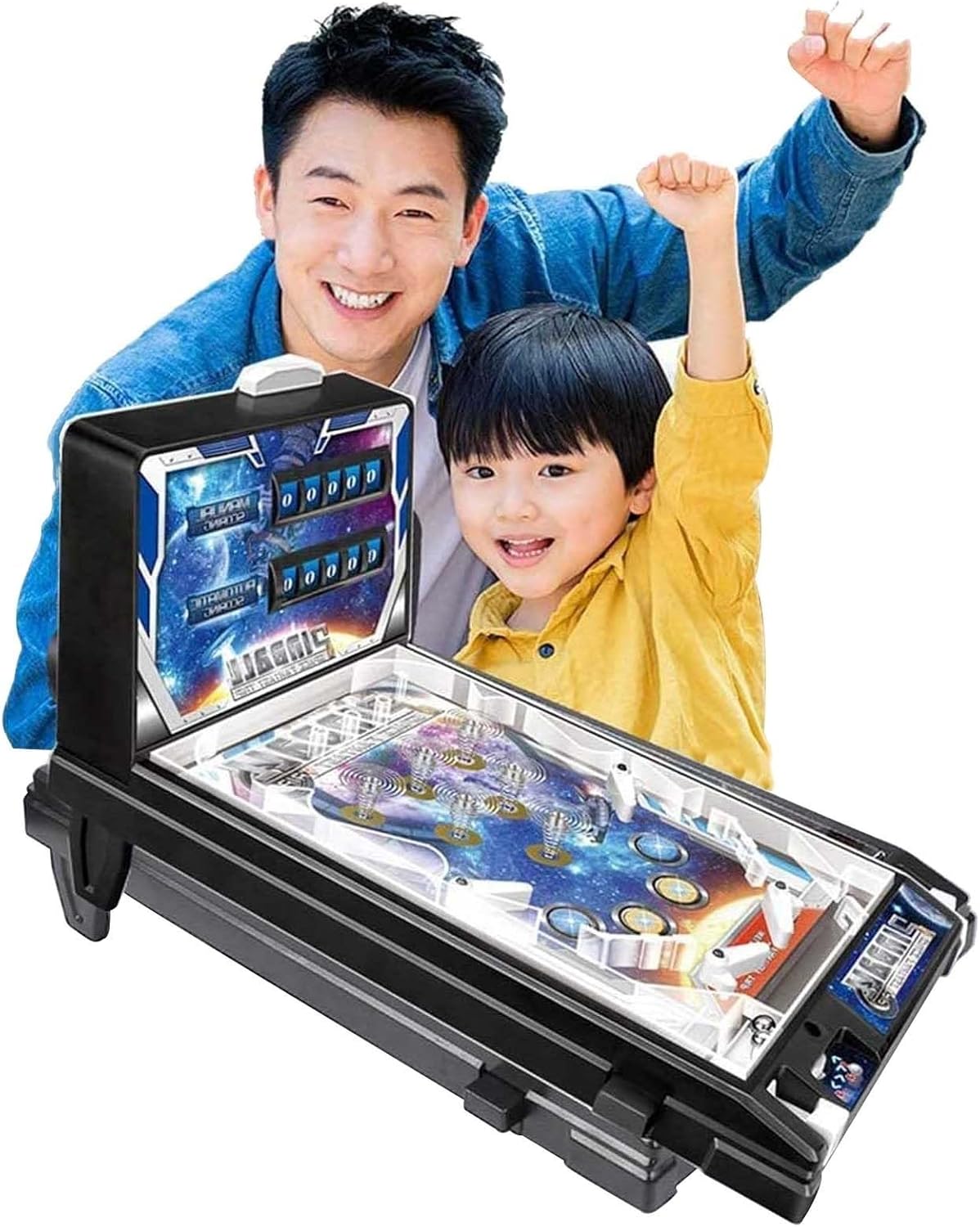 PHATM Compact Tabletop Marble Arcade for Small Space Pinball Machine Retro Arcade Machine Electronic Super Marble Game with Scorer Lights Music