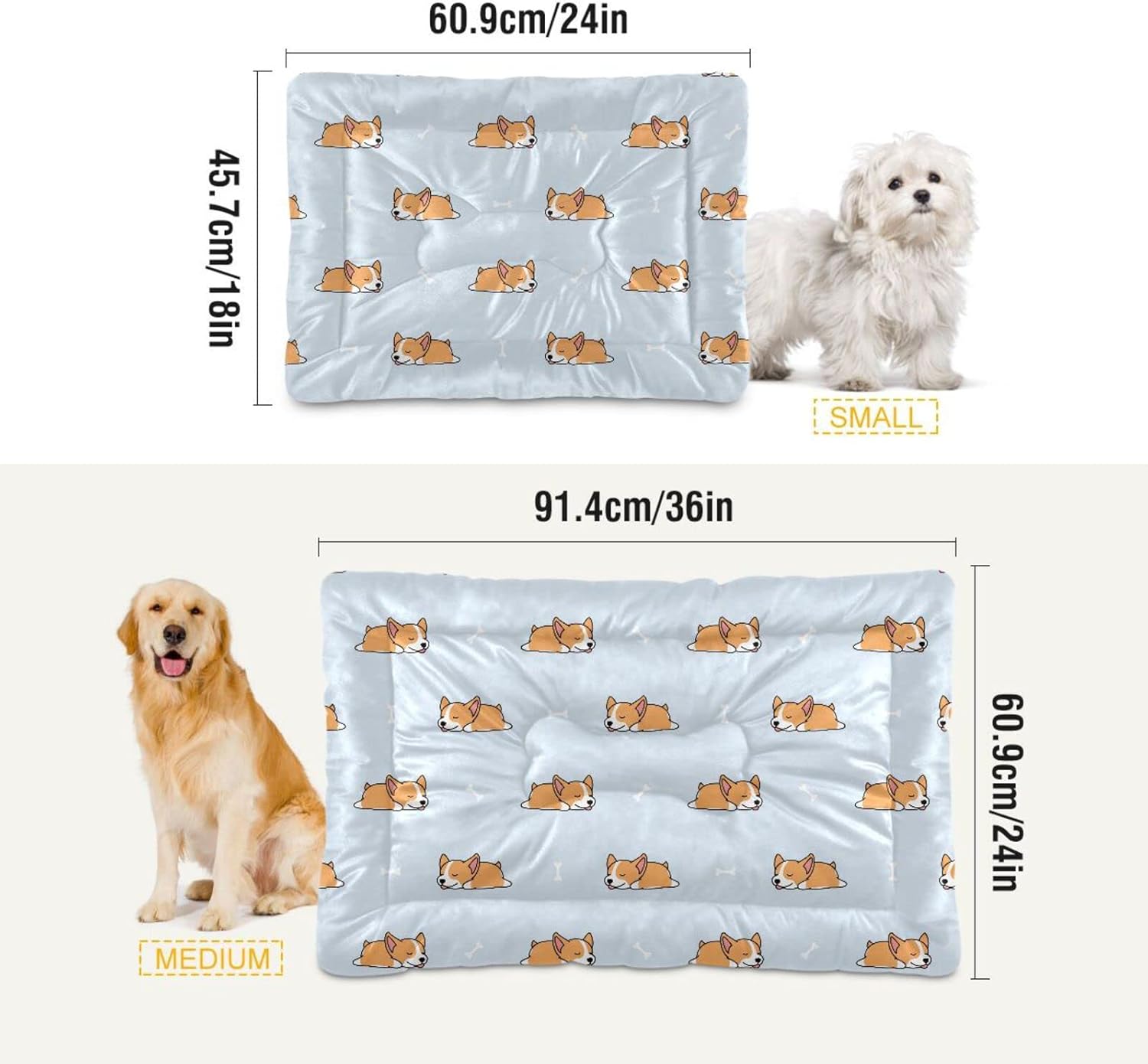 review Ultra Soft Pet Bed Washable Dog Bed Crate Mat for Dogs Fleece Dog Crate Kennel Pad Cat Pet Bed Liner 24x18in Cute Welsh Corgi Puppy Sleeping