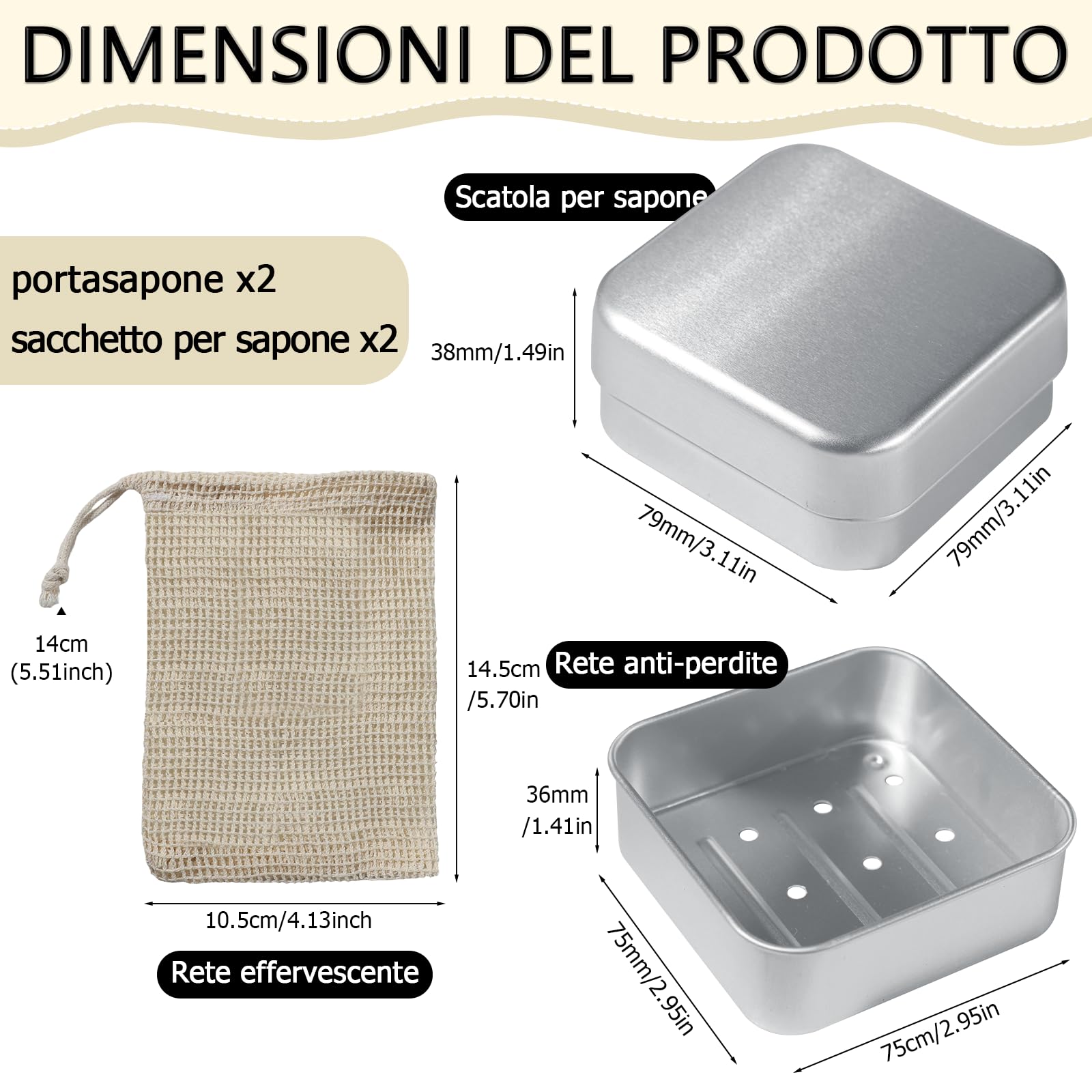 2 vassoi per sapone coperti, portasapone da viaggio, a prova