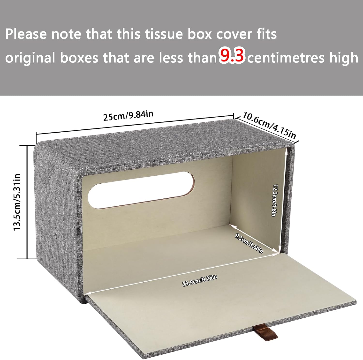 Tissue Box Cover Rectangle Tissue Box Holder PU Leather Facial Organizer with Magnetic Bottom,Decorative Napkin Caddy for Vanity Dresser Night Stand Table Countertop Home Office Car,Grey image 3