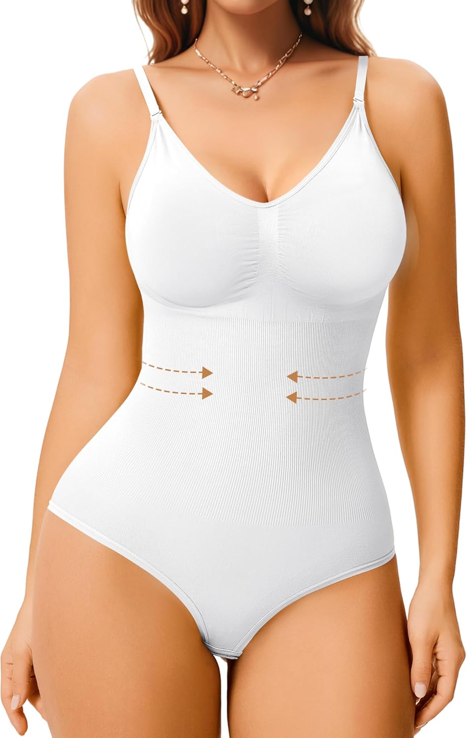 Irisnaya Women Slimming Bodysuits Shapewear Tops Tummy Control Body Shaper Spaghetti Strap Camisole Leotards Bodycon Jumpsuit - Image 2