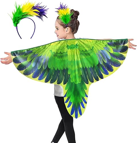 Miniatura 1 de Disfraz de pájaro, alas de loro, para niños con diademas de pájaro, capa de disfraz de águila para niños y niñas, regalos de fiesta de Halloween