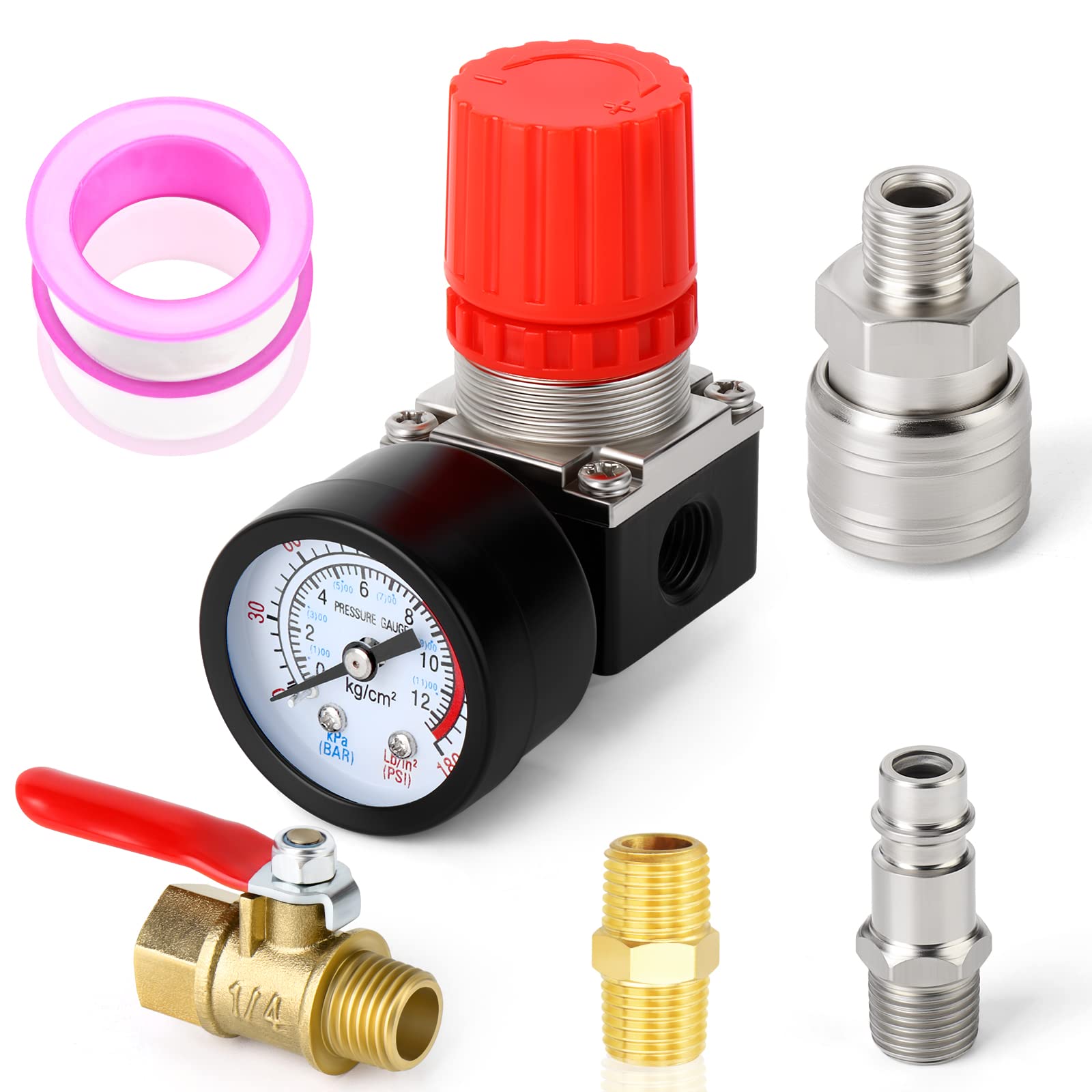Buy MEANLIN MEASURE 1/4 Inch Air Compressor Regulator with Gauge, 0180