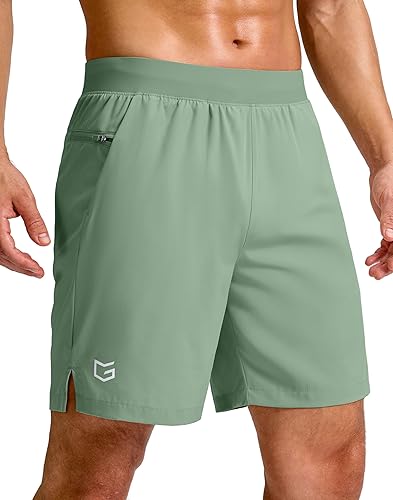 Miniatura 49 de G Gradual Pantalones cortos deportivos para correr para hombre de 7/5/9 pulgadas, bolsillo con cremallera, ligeros, para entrenamiento, gimnasio
