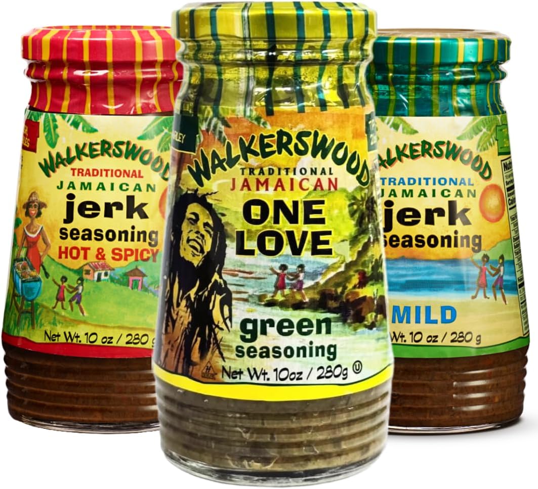 Walkerswood Traditional Jamaican Seasoning - all purposse Green, Hot & Spicy and Mild 280g - in a Premier Life Store Box