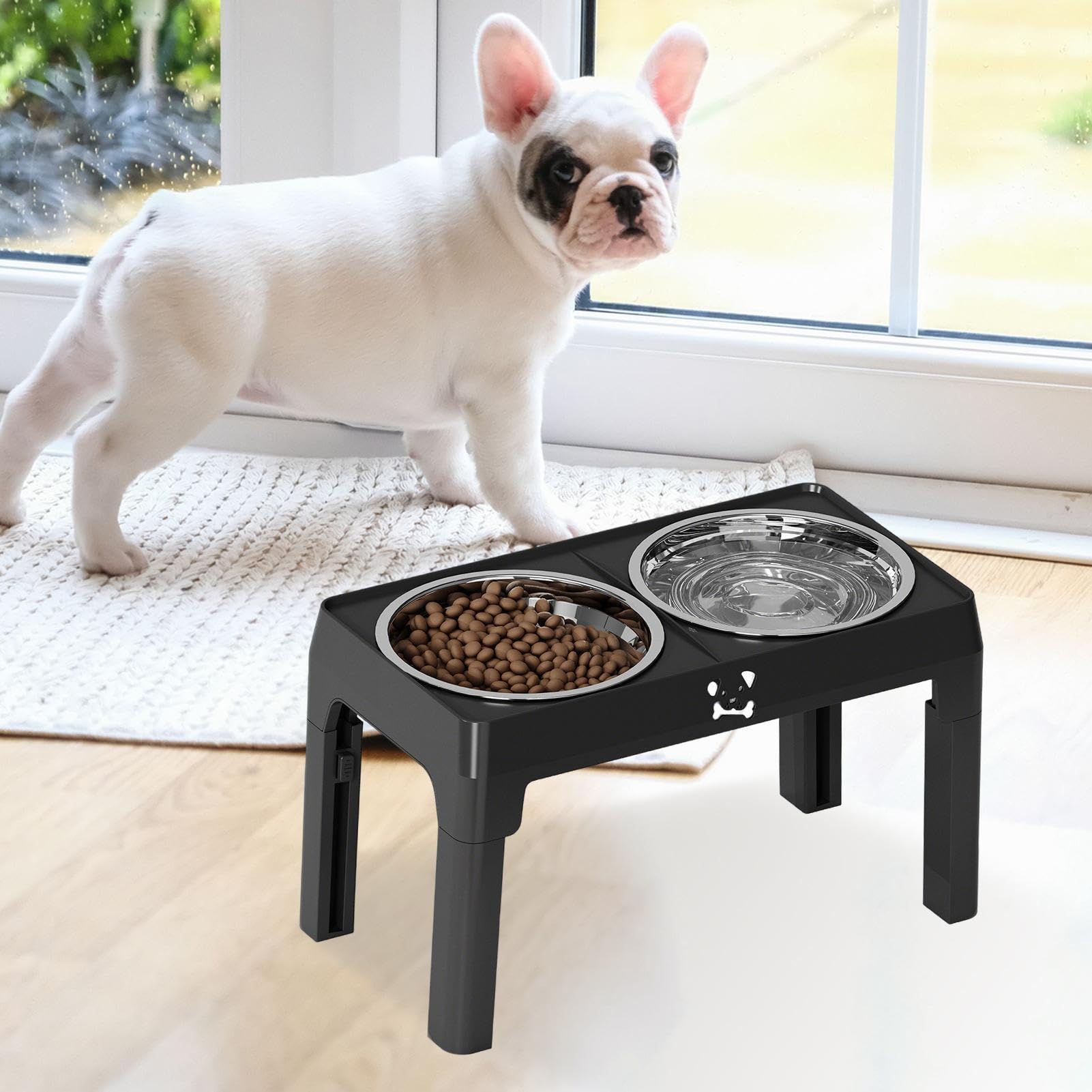 Cuencos Elevados para Perros 5 Alturas Ajustables Accesorios Mascotas | Comederos Para Comida Y Agua Caninos Con Soporte en Interior, Viajes y Todos los Tamaños