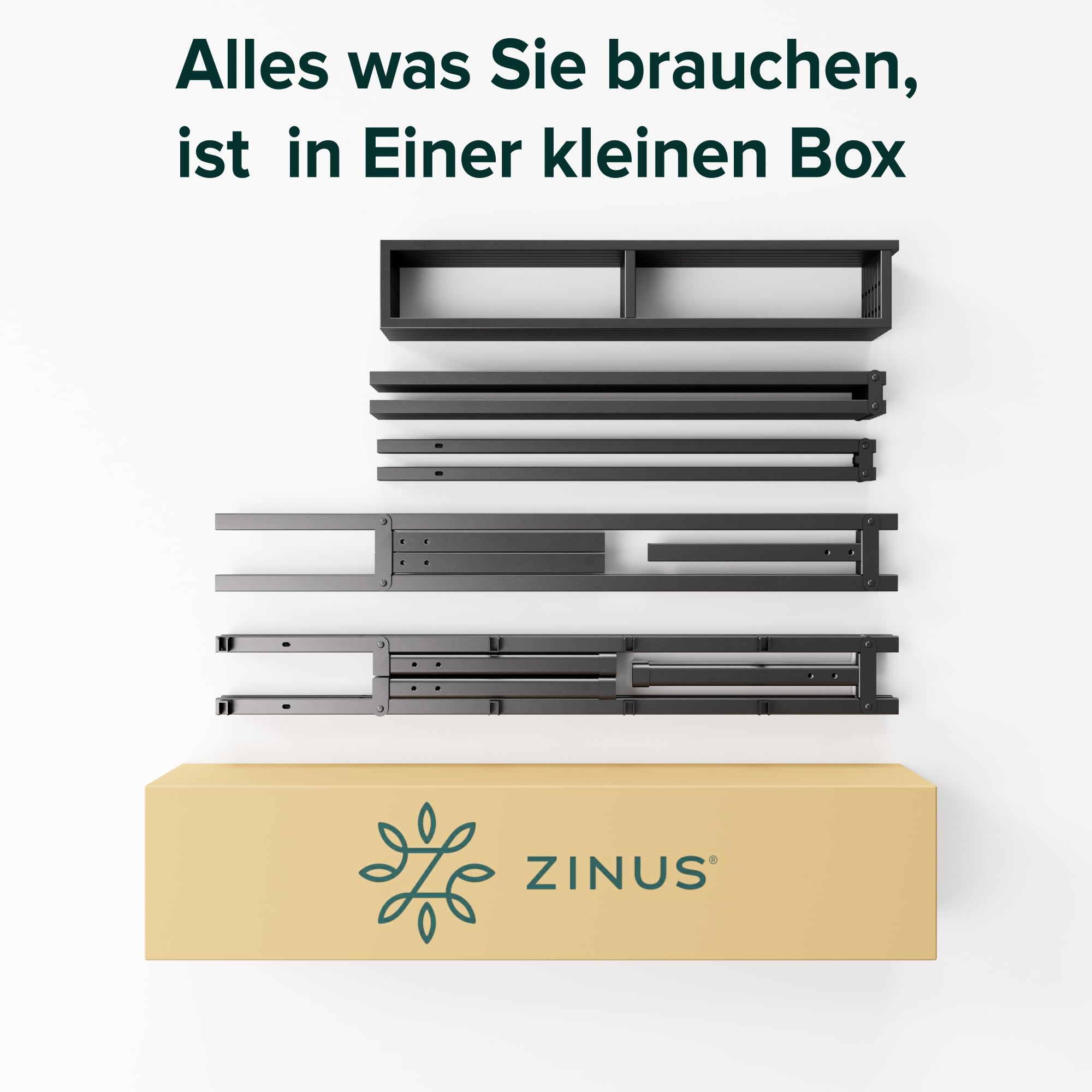Zinus Justin Bett 90x200 cm - Höhe 36 cm mit Stauraum unter dem Bett - Metall Plattform Bettgestell - Schwarz