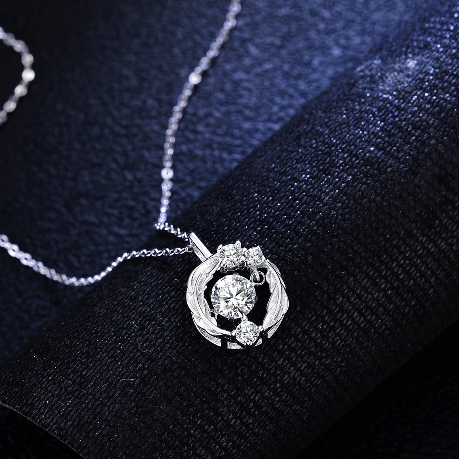 9/14/18-karatowe złoto naszyjnik wisiorek, 0,5 ct okrągły wieniec moissanit łańcuszek damski prawdziwe złoto