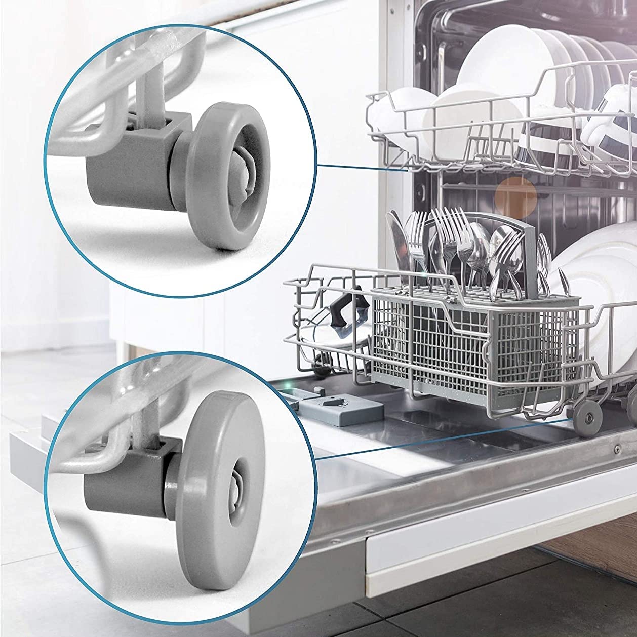 Juego De 8 Ruedas Para Cesta Inferior De Lavavajillas – Compatible Con Zanussi, Rex, Electrolux, AEG Y Más – Repuesto Silencioso Y Duradero