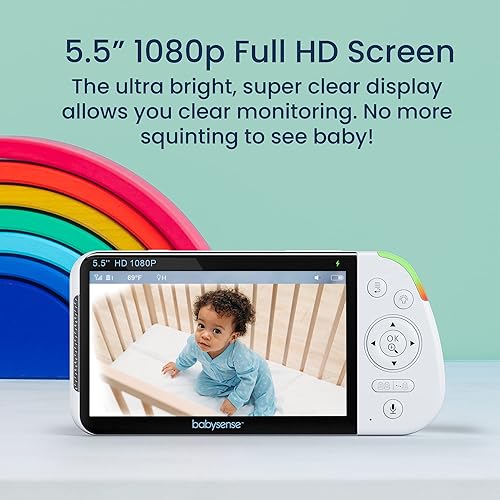 Miniatura 3 de Babysense Monitor de bebé de pantalla dividida Full HD de 55 pulgadas 1080p monitor de bebé de video con cámara y audio cámara PTZ luz nocturna RGB