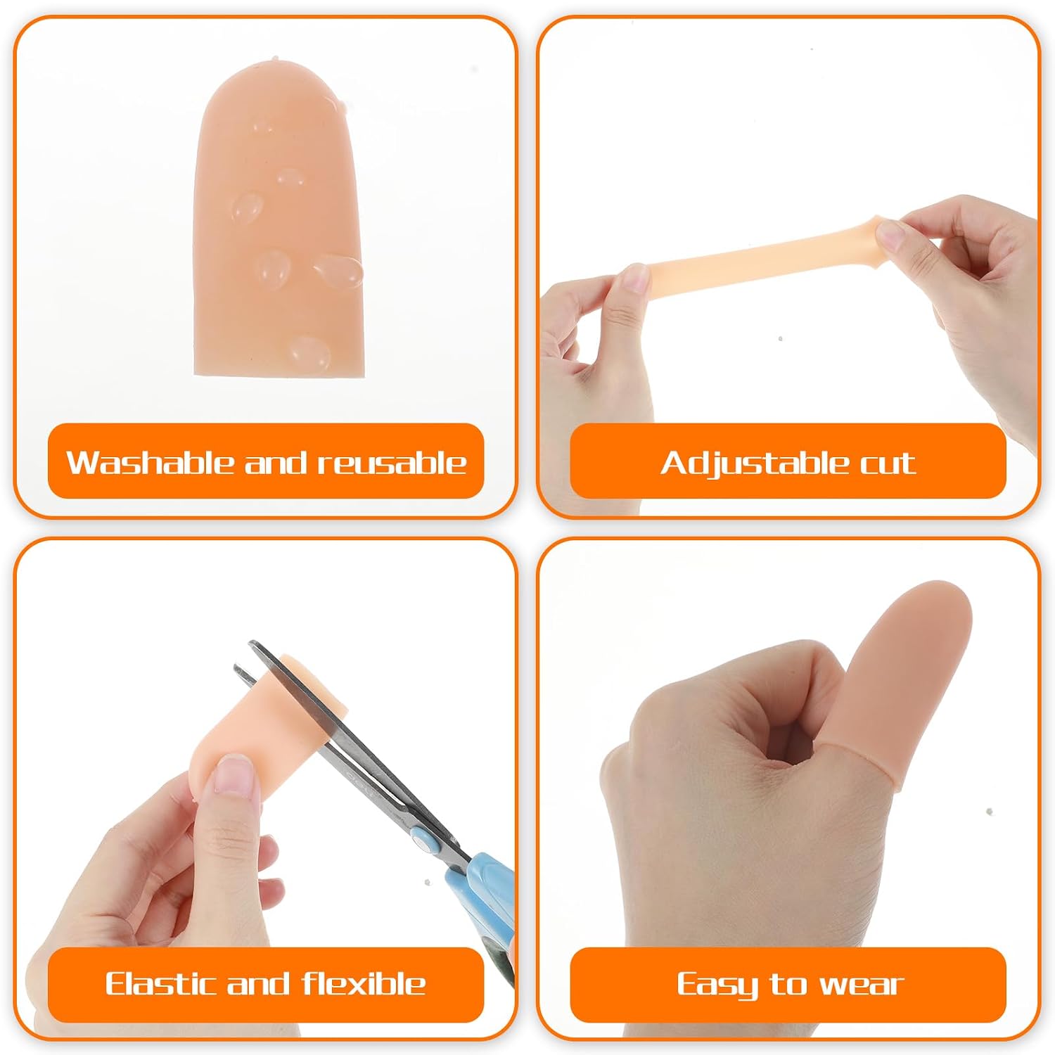 Bremorou 20Pcs Gel Finger Cots Silicone Finger Protectors Thumb Guards for Arthritis Pain Relief, Cracked Peeling Fingertips - Reusable Moisturizing Gel Fingers Sleeves Caps