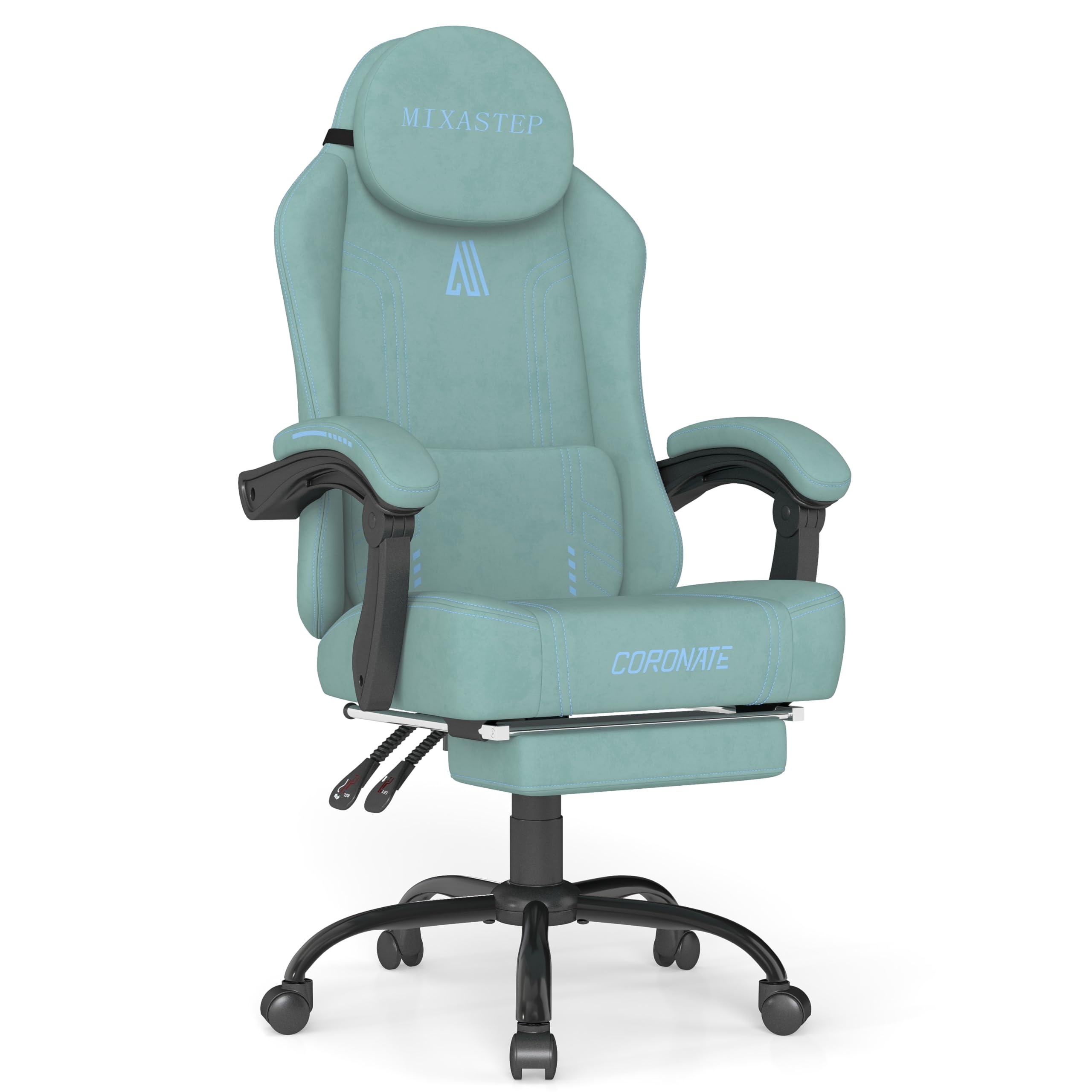 MIXASTEP Gaming Stuhl Ergonomisch mit Verstellbarer Rückenlehne & 360° Drehfunktion - Bürostuhl für Erwachsene/Jugendliche 150KG,PC-Stuhl aus Technologiegewebe in Blau für Homeoffice/Gaming