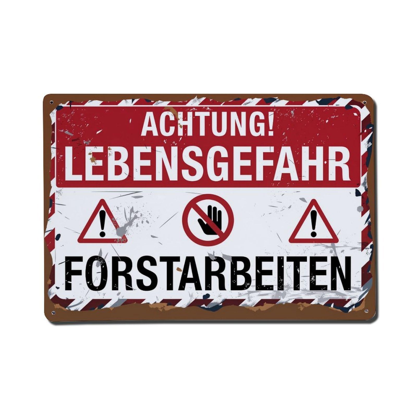 Ndieha Vintage Caution Life Danger Forestry Work Warning Sign Tin Sign Metal Poster Retro Bar, Home, Man Cave, Kitchen, Laundry Room Wall Art Decor Gift 8X12 Inch