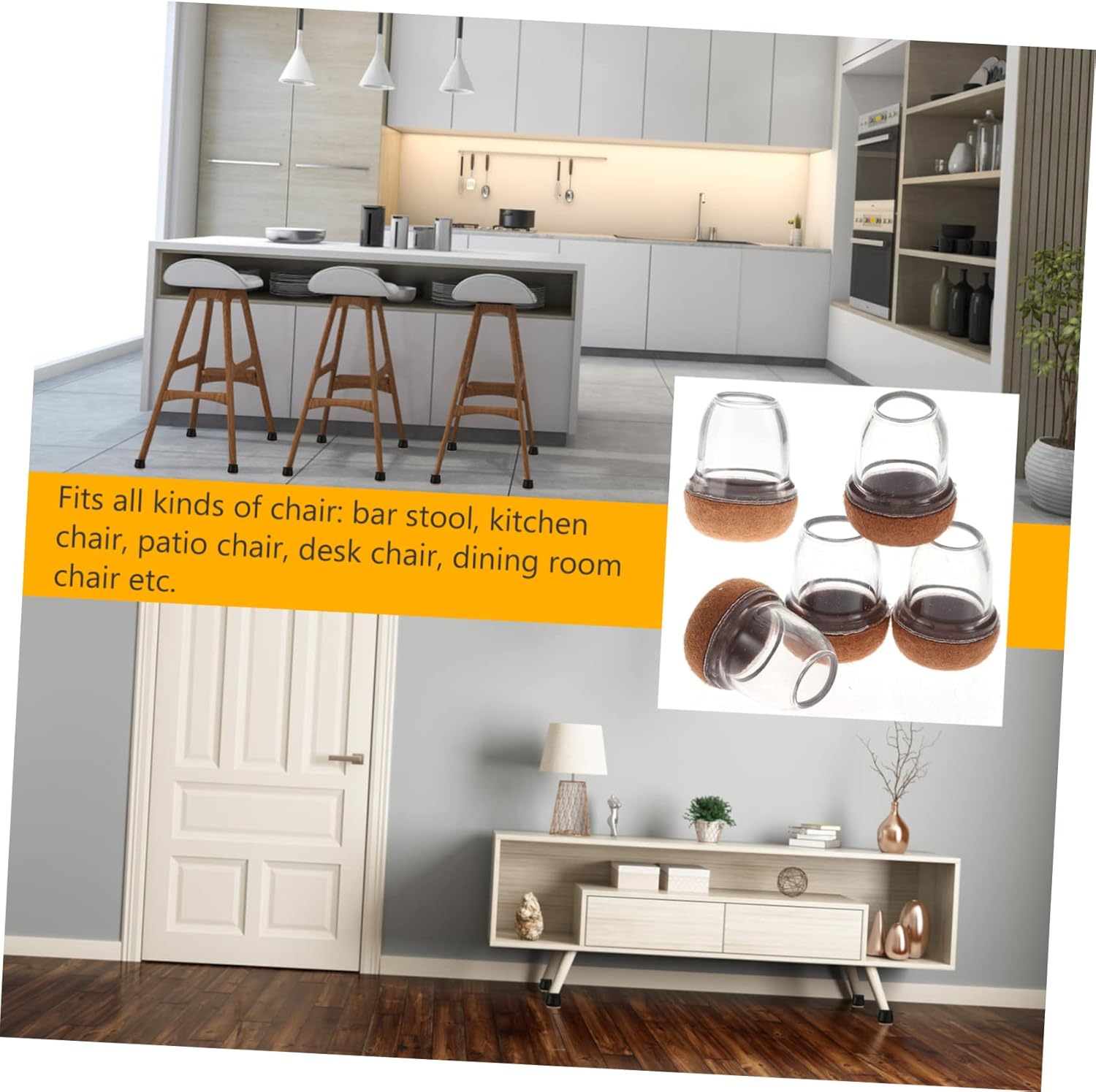 Generic 64pcs Chair Leg Protectors Furniture Leg Pads for Hardwood Floors Easy to Install Suitable for Chairs Tables and Cabinets