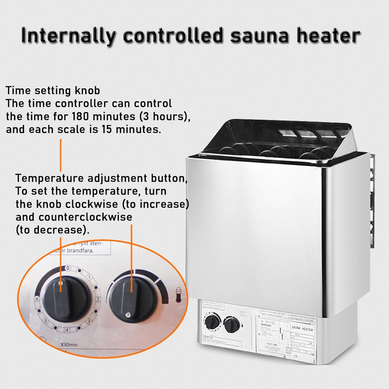 Elektryczny Ogrzewacz Sauny Piec Ogrzewający Saunę Ze Stali Nierdzewnej, 220 V Mokra i Sucha Łaźnia Sauna Box Sauna Room Wyposażenie dla Domu Hotel Spa Prysznic Łaźnia Parowa 3KW
