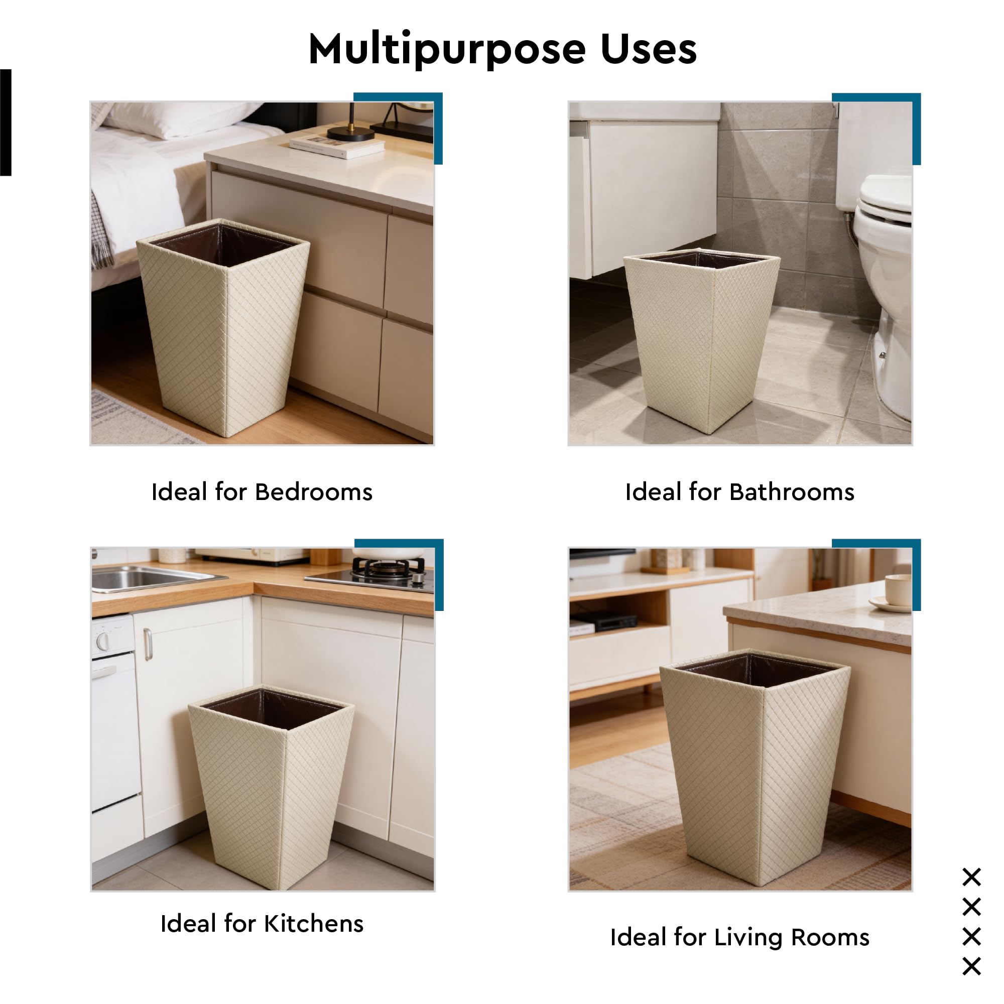 Encasa XO Leather Dustbin - Stylish & Quiet Waste Bin -4 Encasa XO Leather Dustbin - Stylish & Quiet Waste Bin -4