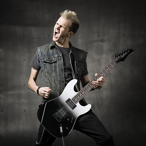 Miniatura 6 de Ktaxon Guitarra eléctrica de 39 pulgadas, cuerpo sólido H-H Pickups de 6 cuerdas para principiantes con cable mejorado y cejilla de guitarra, brazo