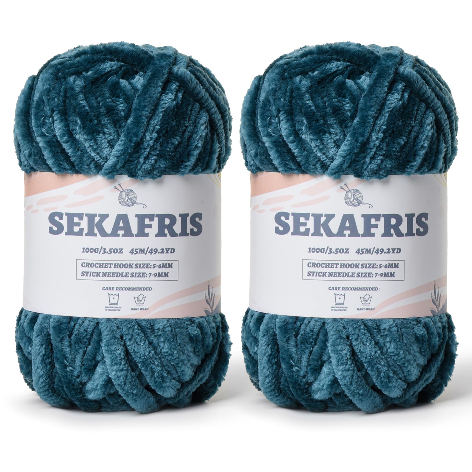 Chenille Velvet Soft Yarn Sapphire Blue 2 Pack