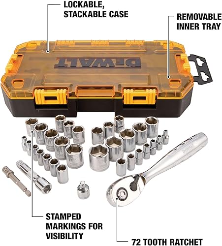 Miniatura 2 de DEWALT Socket Set, 1/4-Inch & 3/8-Inch Drive, SAE/Metric, 34-Piece (DWMT73804)