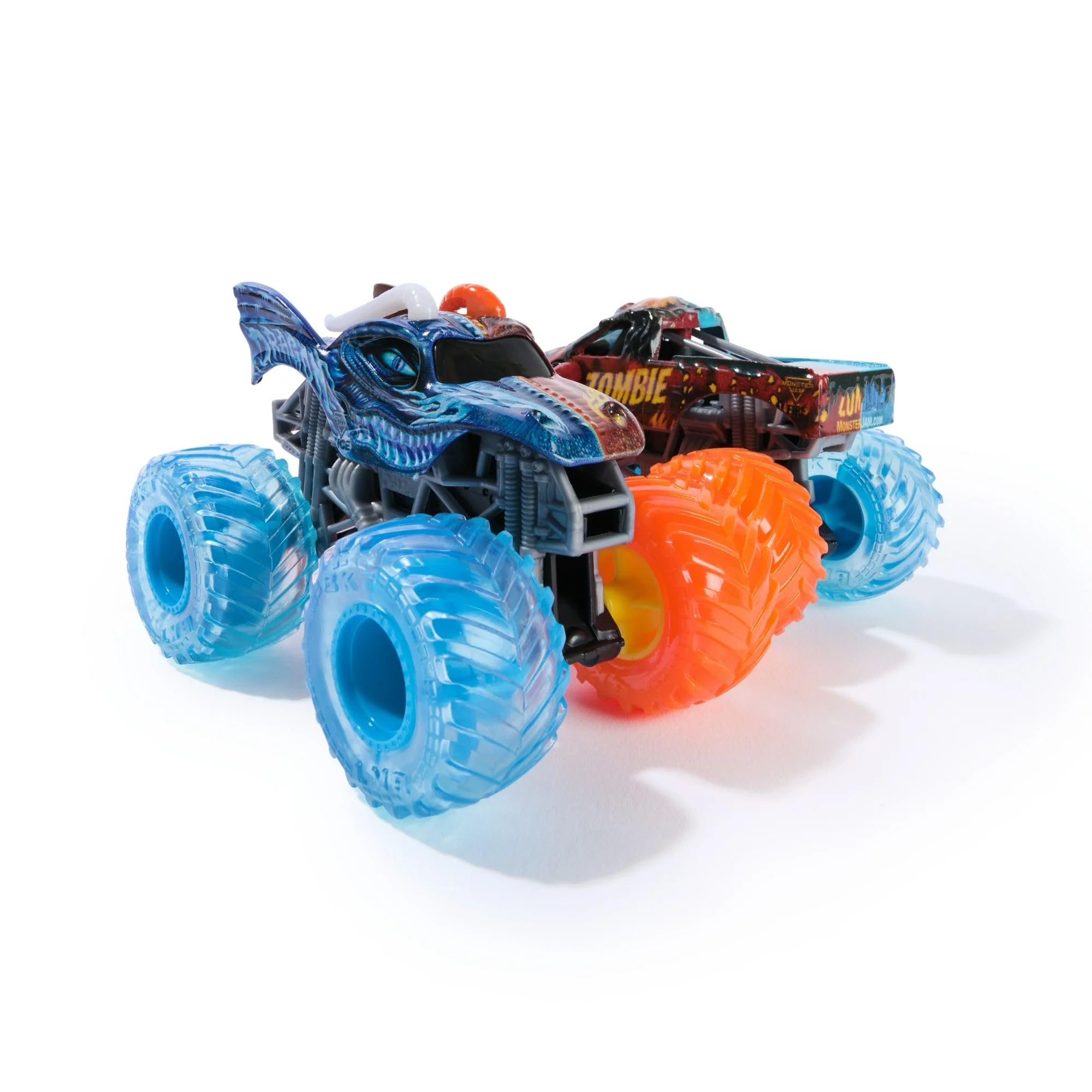 Monster Jam Fire & Ice Split Dragon and Split Zombie scala 1:64 Monster Trucks veicolo pressofuso 2-pack