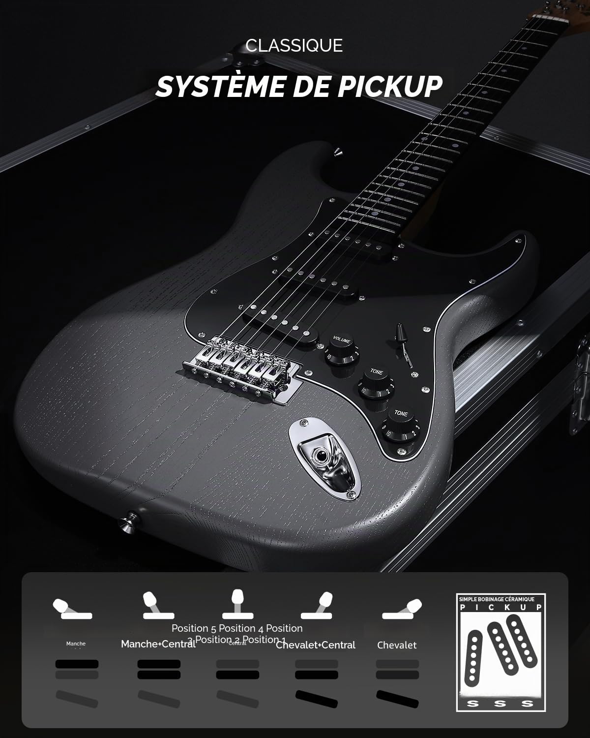DONNER DST-80 Guitare Électrique Kit Complet pour Débutants 39” avec Amplificateur, Pickups SSS Classiques, Incluant Housse, Accordeur, Capodastre, Sangle, Plectres et Leçons en Ligne Gratuites
