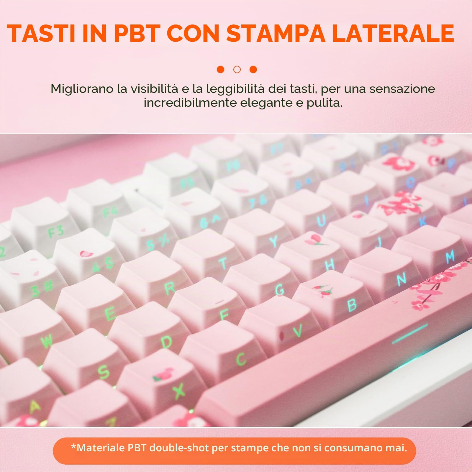 DAREU EK75PRO Sakura Pink Tastiera Meccanica Senza Fili 75% RGB Hot Swap Creamy Tastiera Gamer Meccanica con Knob, 2.4Ghz/BT5.1/USB-C, Gasket Mount, PBT Keycaps, Linear Dream Switch per Win/Mac