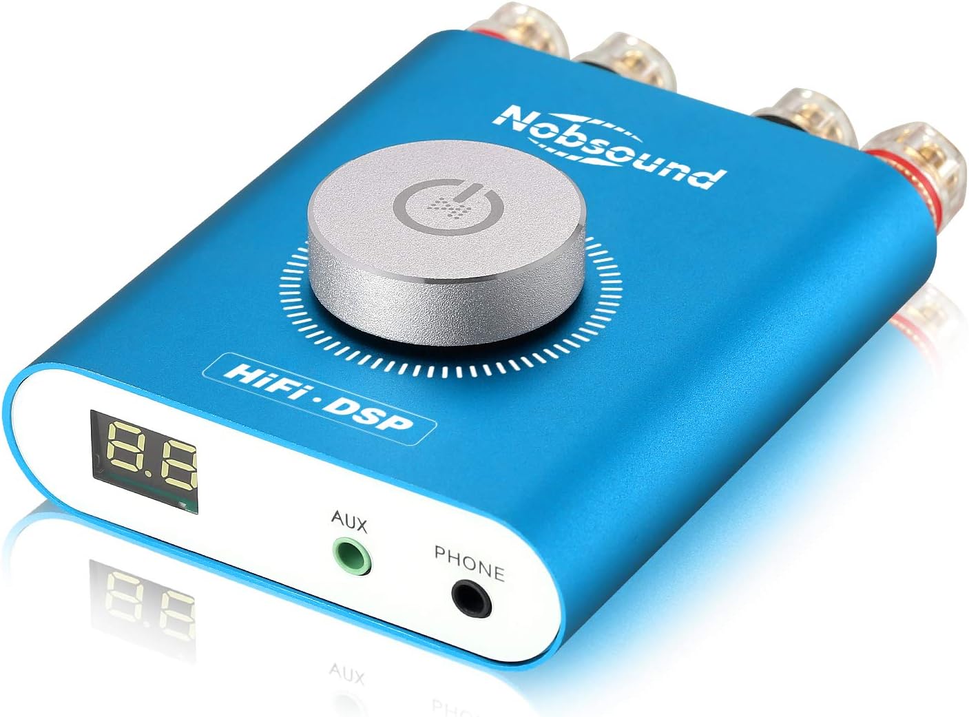 Nobsound NS-20G 200W Mini Bluetooth 5.0 Power Amplifier 2.0 Channel Wireless Receiver Hi-Fi DSP Stereo Headphone Audio Amp LED Display (Blue)