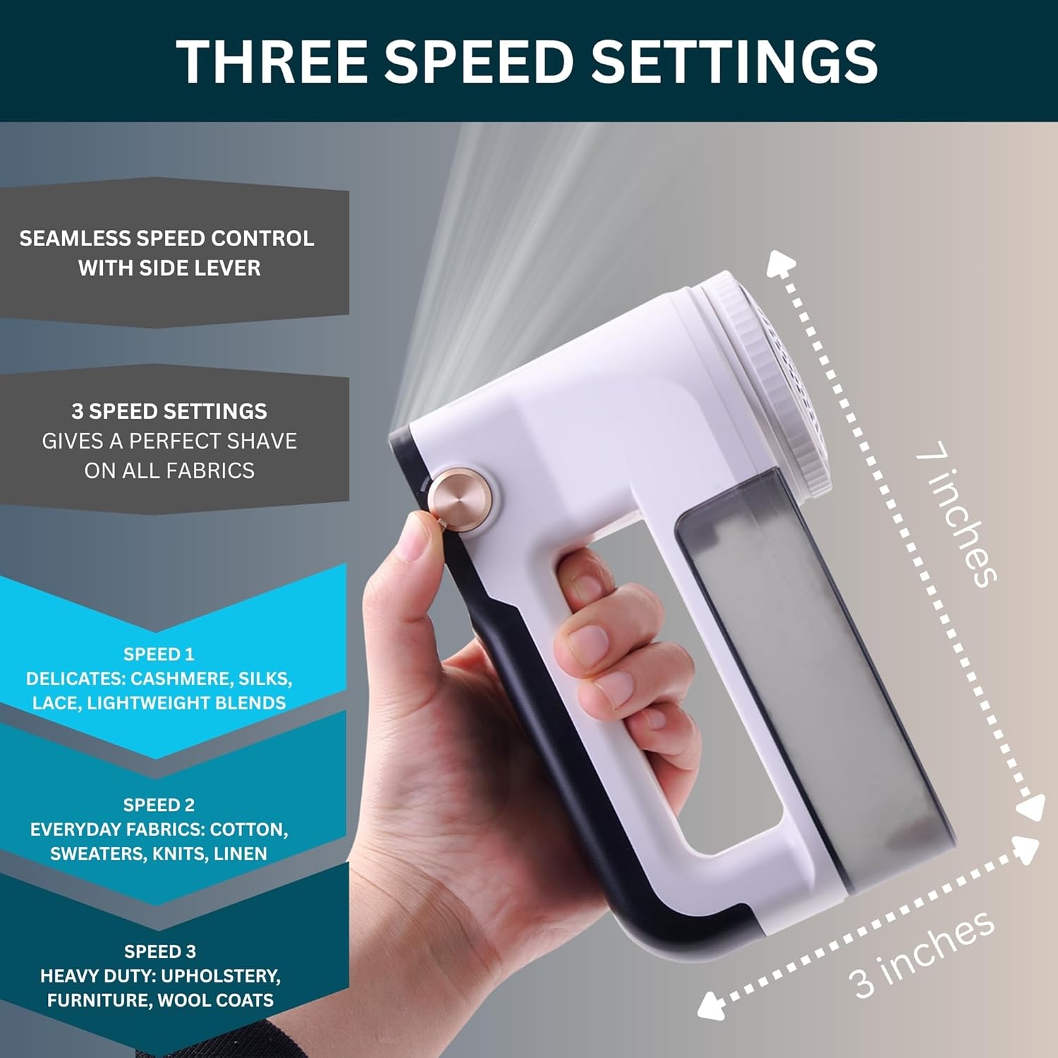 True & Tidy LED Turbo Fabric Shaver | Cordless Lint Remover with Digital Display & 3 Speeds – Perfect for Clothes, Couch & Furniture Defuzzing (White, Turbo)