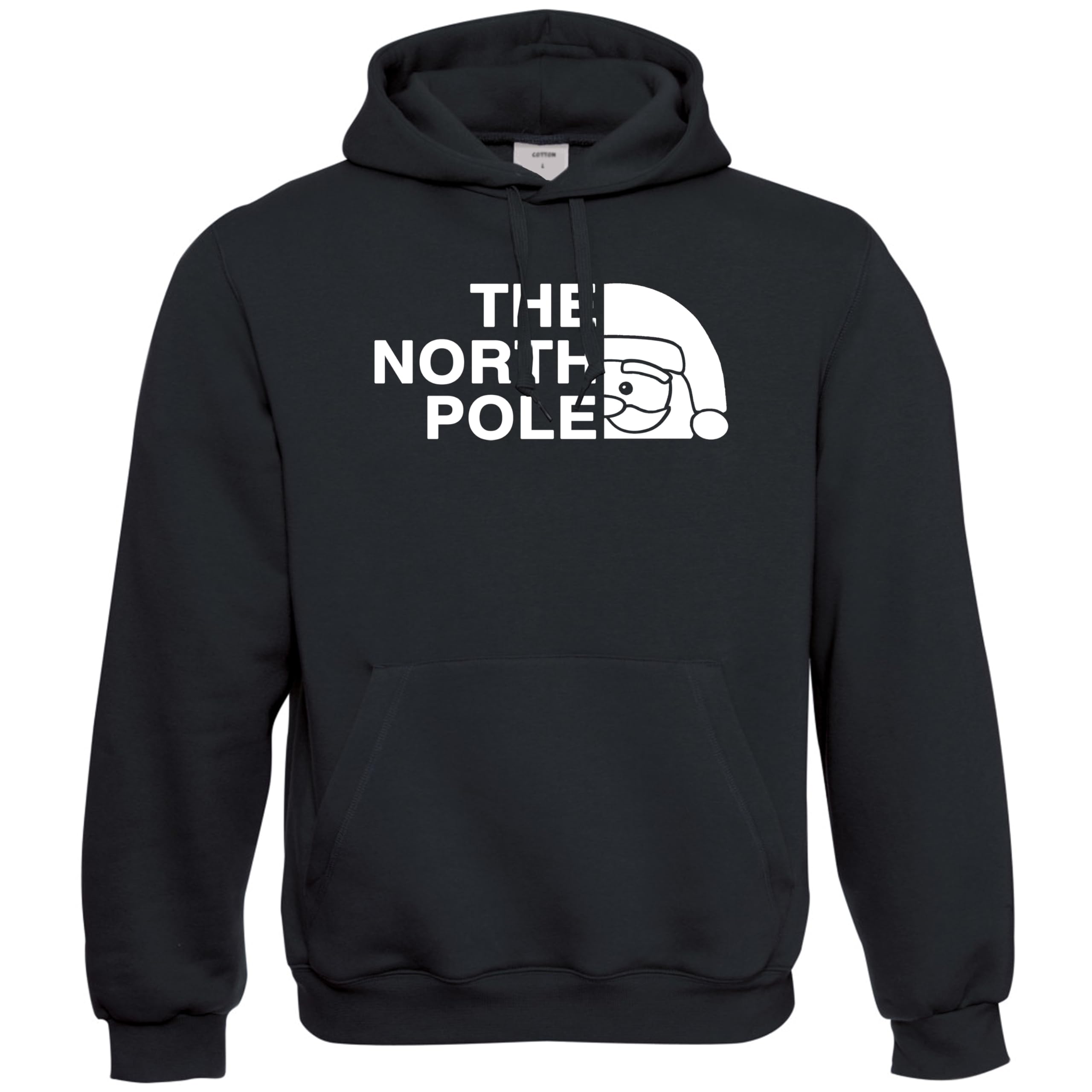 Viper The North Pole Funny Christmas Santa Face Hoodie (BLACK, L)