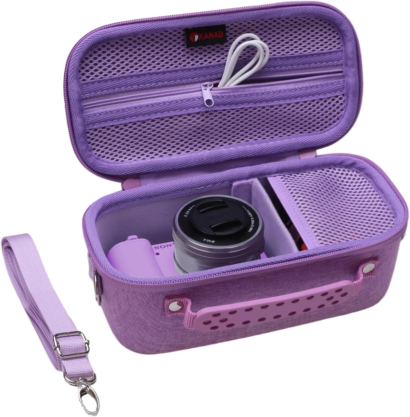 XANAD Hard Case for Sony Alpha ZV-E10,ZV-E10 II or Sony Alpha 6400,6100,6700,6600,6000,RX100 VII Lens Mirrorless Camera,with Shoulder Strap(Pink)