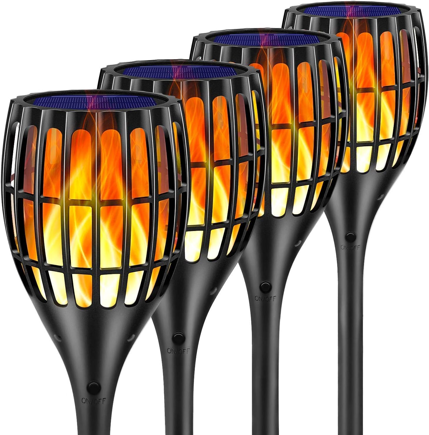 Solar Lights Outdoor, 43" Flickering Flames Torch Light Solar Garden Lights Waterproof Landscape Lighting Dusk to Dawn Auto On/Off Security Torch Light for Yard Patio Driveway, 4Pack (4)