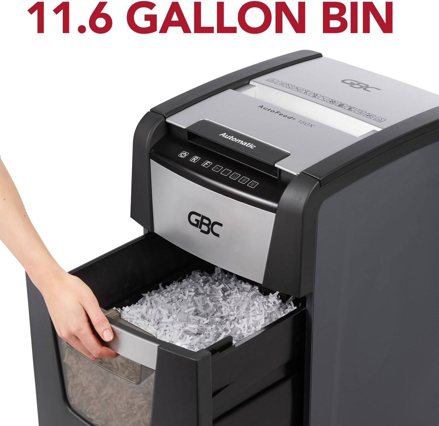 GBC 150X Paper Shredder, Auto Feed+, 150 Sheet Capacity, Super Cross-Cut, Home Office Shredding (WSM1757604)