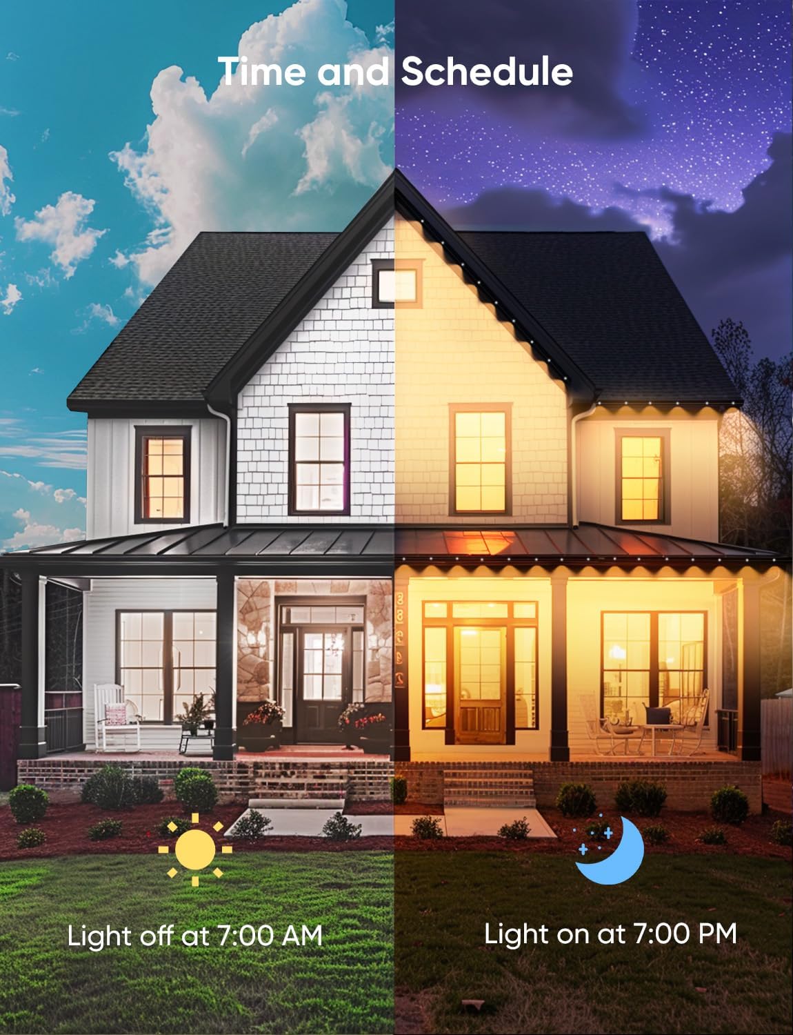 Permanent Outdoor Lights 150ft,RGBW Eaves Light with 108 LED Lights,111+ Scenes Modes Outdoor Lighting, Waterproof Permanent Light for Daily Holiday Halloween Decorations, Compatible with Alexa,Black - Image 4