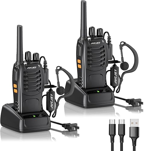 Walkie Talkies Radio bidireccional portátil con auriculares originales (paquete de 2)